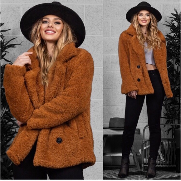 MUST HAVE women’s lined sherpa warm fluffy fall winter peacoat - Picture 3 of 5